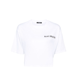 Balmain logo-appliqué cropped T-shirt